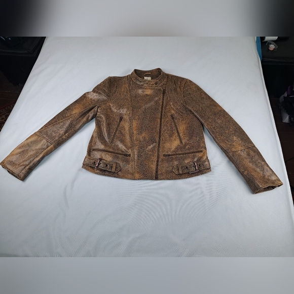 Free People Women's Faux Leather Fenix Snakeskin Moto Jacket Size XL - Picture 12 of 16